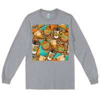Heather Grey autumn cupcakes seamless pattern Long Sleeve Tee - BundleAndBundleShop