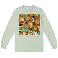 Matcha autumn cupcakes seamless pattern Long Sleeve Tee - BundleAndBundleShop