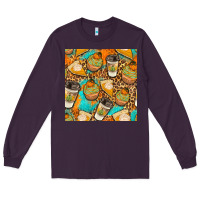 Plum autumn cupcakes seamless pattern Long Sleeve Tee - BundleAndBundleShop