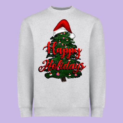 Happy Holidays Christmas Tree Heavyweight Sweatshirt Designed By Ranaportraitstore