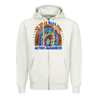 Oatmeal Heather autism awareness gnomes Zipper Hoodie - BarkalooDesign
