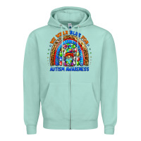Seafoam autism awareness gnomes Zipper Hoodie - BarkalooDesign