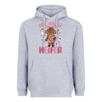 Heather Grey one boujee heifer Heavyweight Hoodie - MaliasSmallBusiness