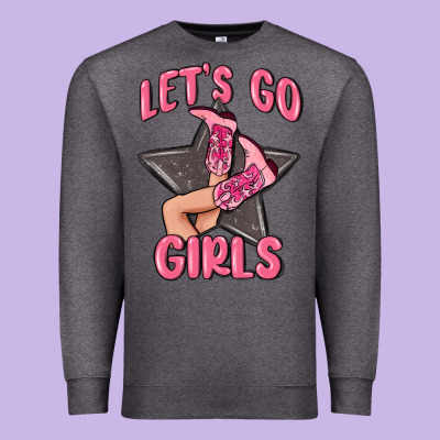 Lets Go Girls Cowgirl Boots Star Premium Sweatshirt Designed By Maliassmallbusiness