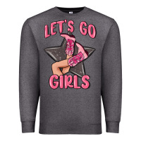 Charcoal Heather lets go girls cowgirl boots star Premium Sweatshirt - MaliasSmallBusiness