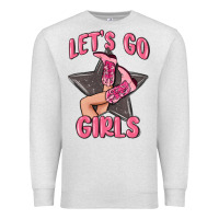 Oatmeal Heather lets go girls cowgirl boots star Premium Sweatshirt - MaliasSmallBusiness