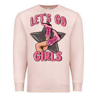 Pale Pink lets go girls cowgirl boots star Premium Sweatshirt - MaliasSmallBusiness