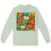 Matcha fall pumpkin seamless pattern Long Sleeve Tee - BundleAndBundleShop