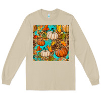 Mushroom fall pumpkin seamless pattern Long Sleeve Tee - BundleAndBundleShop