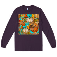 Plum fall pumpkin seamless pattern Long Sleeve Tee - BundleAndBundleShop