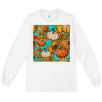 White fall pumpkin seamless pattern Long Sleeve Tee - BundleAndBundleShop