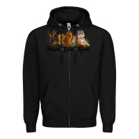 Black Peace Love Tigers Zipper Hoodie - LillyAllenDesigns