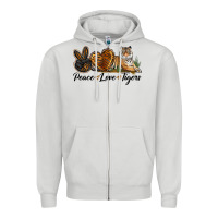 Dove Grey Peace Love Tigers Zipper Hoodie - LillyAllenDesigns