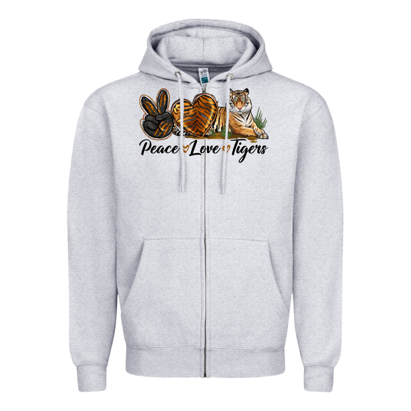 Peace Love Tigers Zipper Hoodie by LillyAllenDesigns | Teevron