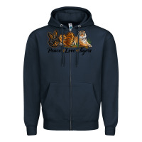 Navy Peace Love Tigers Zipper Hoodie - LillyAllenDesigns