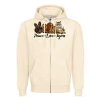 Sandshell Peace Love Tigers Zipper Hoodie - LillyAllenDesigns