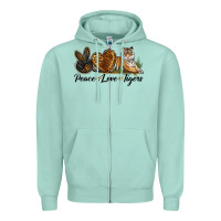 Seafoam Peace Love Tigers Zipper Hoodie - LillyAllenDesigns