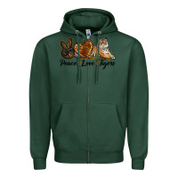 Sports Green Peace Love Tigers Zipper Hoodie - LillyAllenDesigns