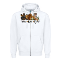 White Peace Love Tigers Zipper Hoodie - LillyAllenDesigns