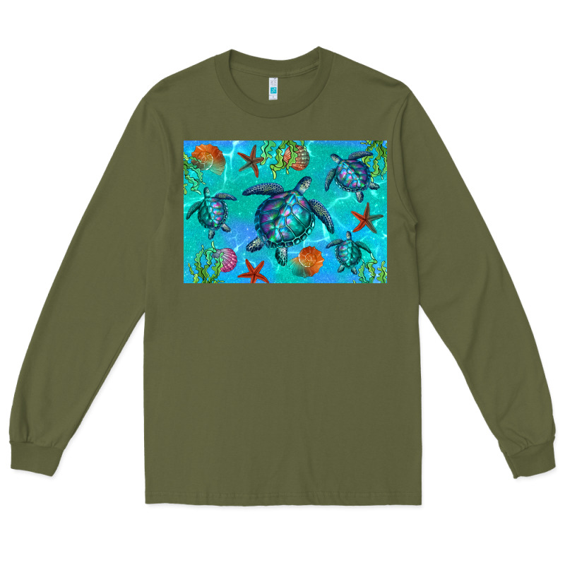 Turtle Seashells Starfish Long Sleeve Tee by Artiststas | Teevron