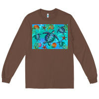 Chestnut Turtle Seashells Starfish Long Sleeve Tee - Artiststas