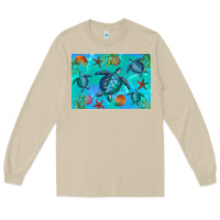 Mushroom Turtle Seashells Starfish Long Sleeve Tee - Artiststas