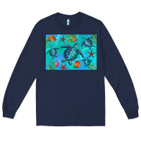 Navy Turtle Seashells Starfish Long Sleeve Tee - Artiststas