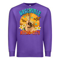 Purple naschville music city Premium Sweatshirt - NancyCooperArtShop