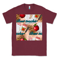 Burgundy Best Teacher Seamless Pattern Classic Tee - BundleAndBundleShop