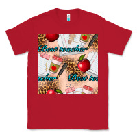 Red Best Teacher Seamless Pattern Classic Tee - BundleAndBundleShop