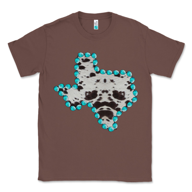 Texas Map Cowhide Turquoise Gemstone Classic Tee by Bettercallsaul | Teevron