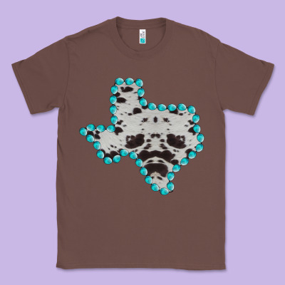 Texas Map Cowhide Turquoise Gemstone Classic Tee Designed By Bettercallsaul