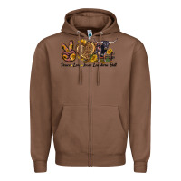 Chestnut Peace Love Texas Longhorn Bull Zipper Hoodie - LillyAllenDesigns
