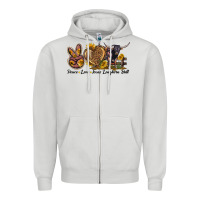 Dove Grey Peace Love Texas Longhorn Bull Zipper Hoodie - LillyAllenDesigns