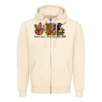 Sandshell Peace Love Texas Longhorn Bull Zipper Hoodie - LillyAllenDesigns
