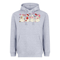 Heather Grey valentines day ghost Heavyweight Hoodie - MaliasSmallBusiness