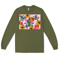 Army Green Sunflowers Turtle Long Sleeve Tee - Artiststas