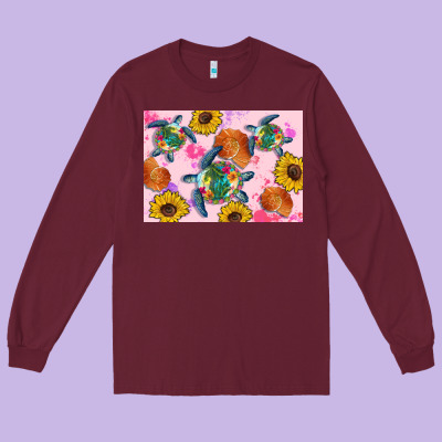 Sunflowers Turtle Long Sleeve Tee Designed By Artiststas