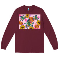 Burgundy Sunflowers Turtle Long Sleeve Tee - Artiststas