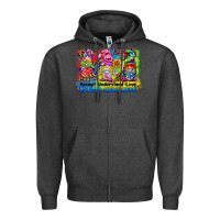 Charcoal Heather accept understand love autism awareness western background Zipper Hoodie - BarkalooDesign