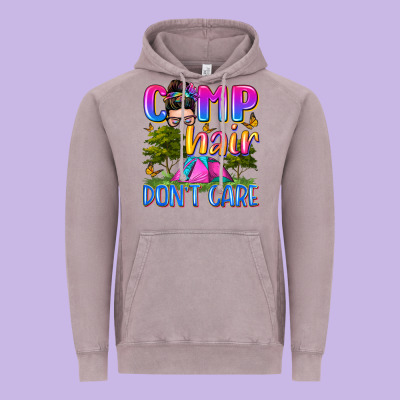 Camp Hair Don't Care Vintage Hoodie Designed By Zillion Design Studio