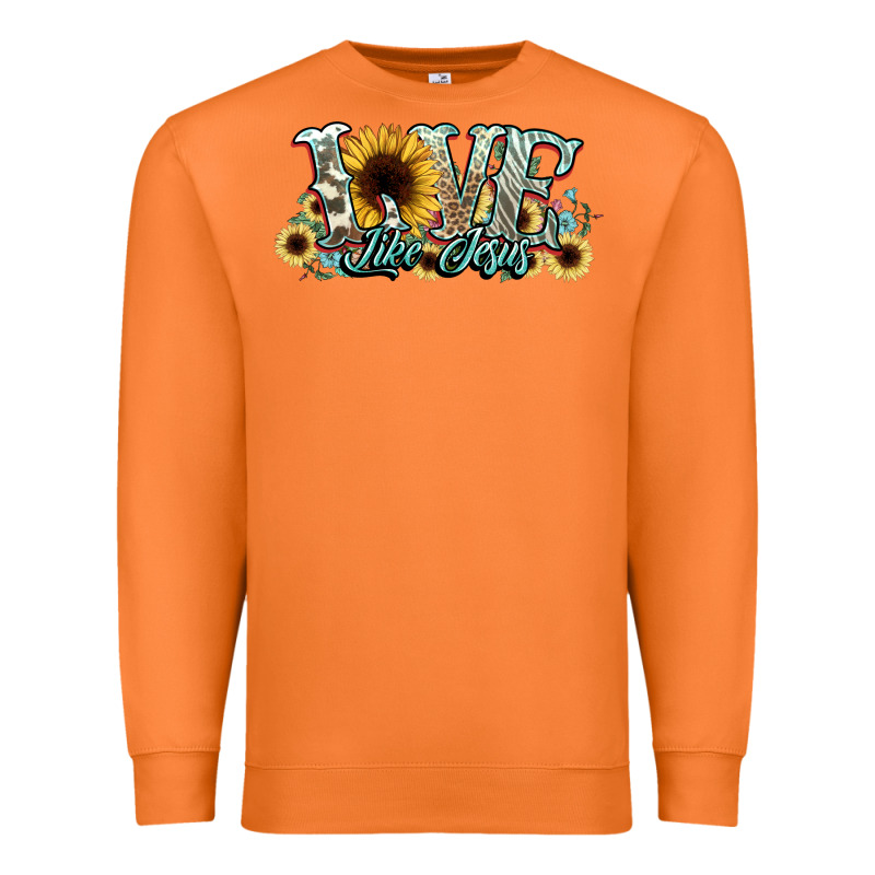 Love Like Jesus Sunflowers Premium Sweatshirt by NancyCooperArtShop | Teevron