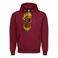 Burgundy african woman Zipper Hoodie - NancyCooperArtShop