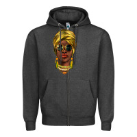 Charcoal Heather african woman Zipper Hoodie - NancyCooperArtShop