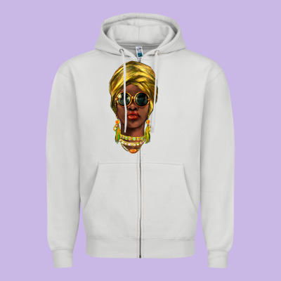 African Woman Zipper Hoodie Designed By Nancycooperartshop