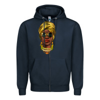 Navy african woman Zipper Hoodie - NancyCooperArtShop