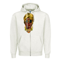 Oatmeal Heather african woman Zipper Hoodie - NancyCooperArtShop
