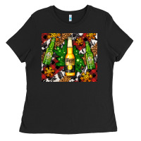 Black beer bottles with golden snow Ladies Tee - AdoDesignShop