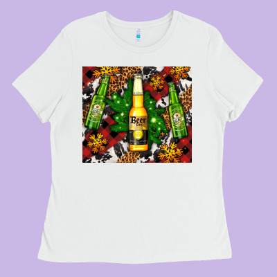 Beer Bottles With Golden Snow Ladies Tee Designed By Adodesignshop