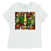 White beer bottles with golden snow Ladies Tee - AdoDesignShop
